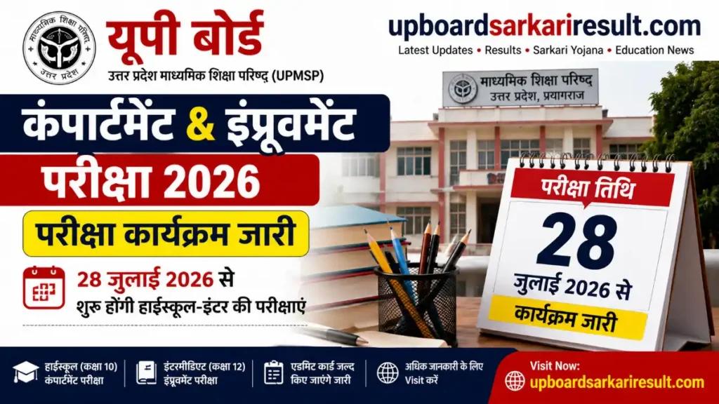 UP Board Compartment & Improvement Exam 2026, UP Board Compartment Exam 2026, UP Board Improvement Exam 2026, UPMSP Exam Schedule 2026, UP Board Date Sheet 2026, UP Board 10th Compartment Exam, UP Board 12th Improvement Exam, UPMSP Latest News, UP Board Admit Card 2026, UP Board Exam 28 July 2026, UP Board High School Exam, UP Board Intermediate Exam, UPMSP Exam Date, UP Board Result News, UP Board Students